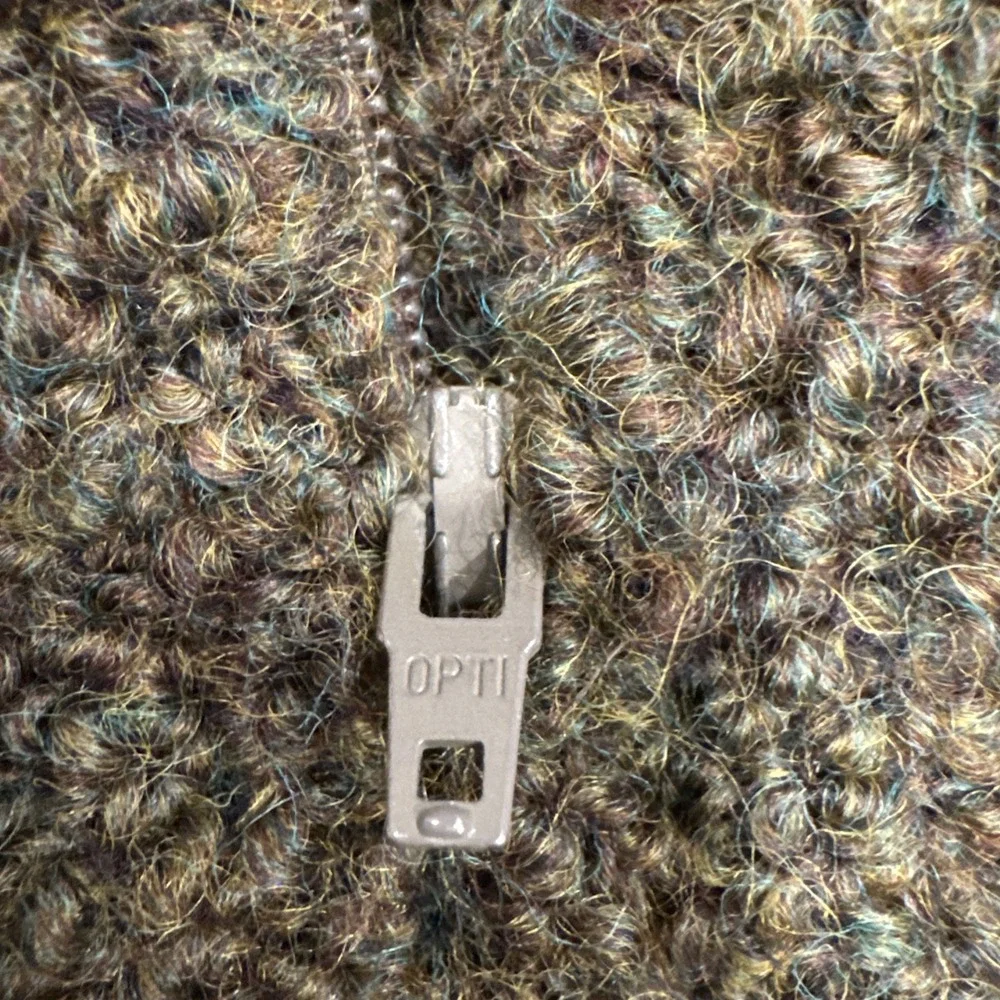 Luciano Barbera 1/4 Zip Pullover Sweater Size 53 US L Green Lana‎ Wool  #967